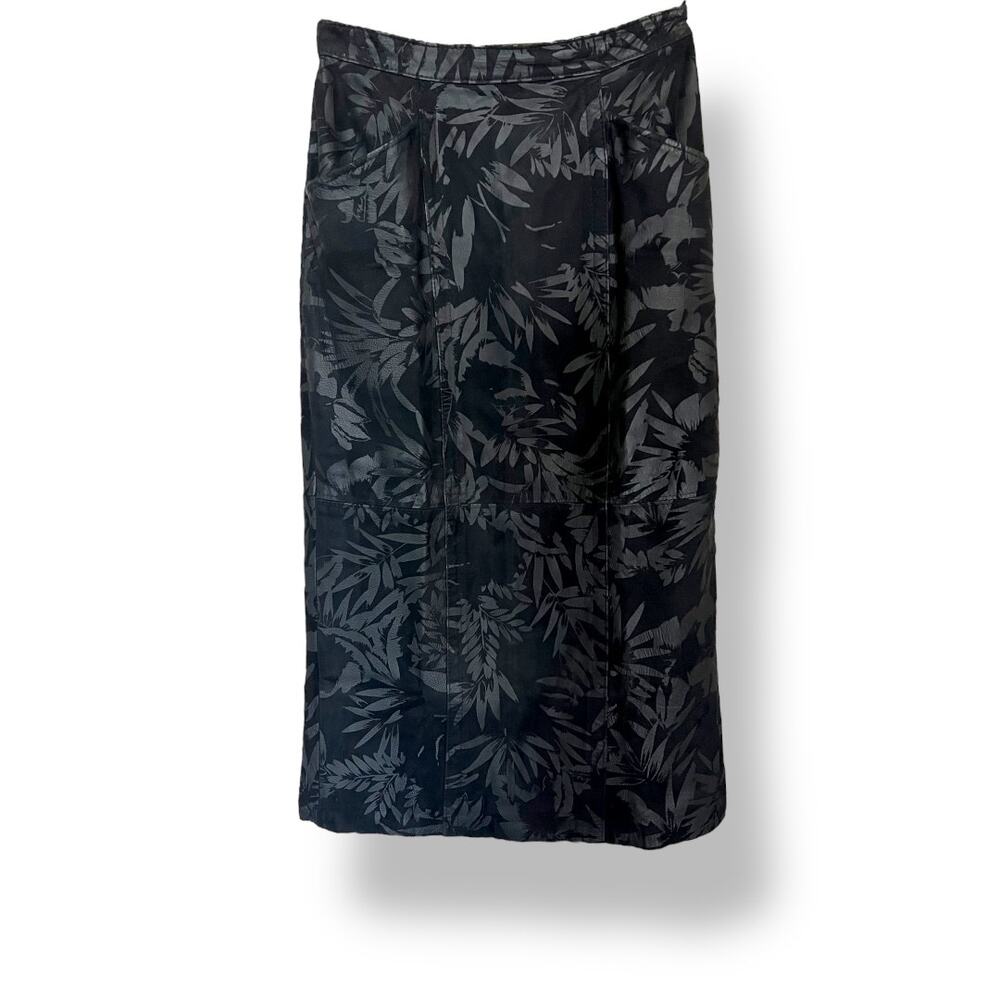 VTG Touche Black Leather Midi Skirt Sz Small